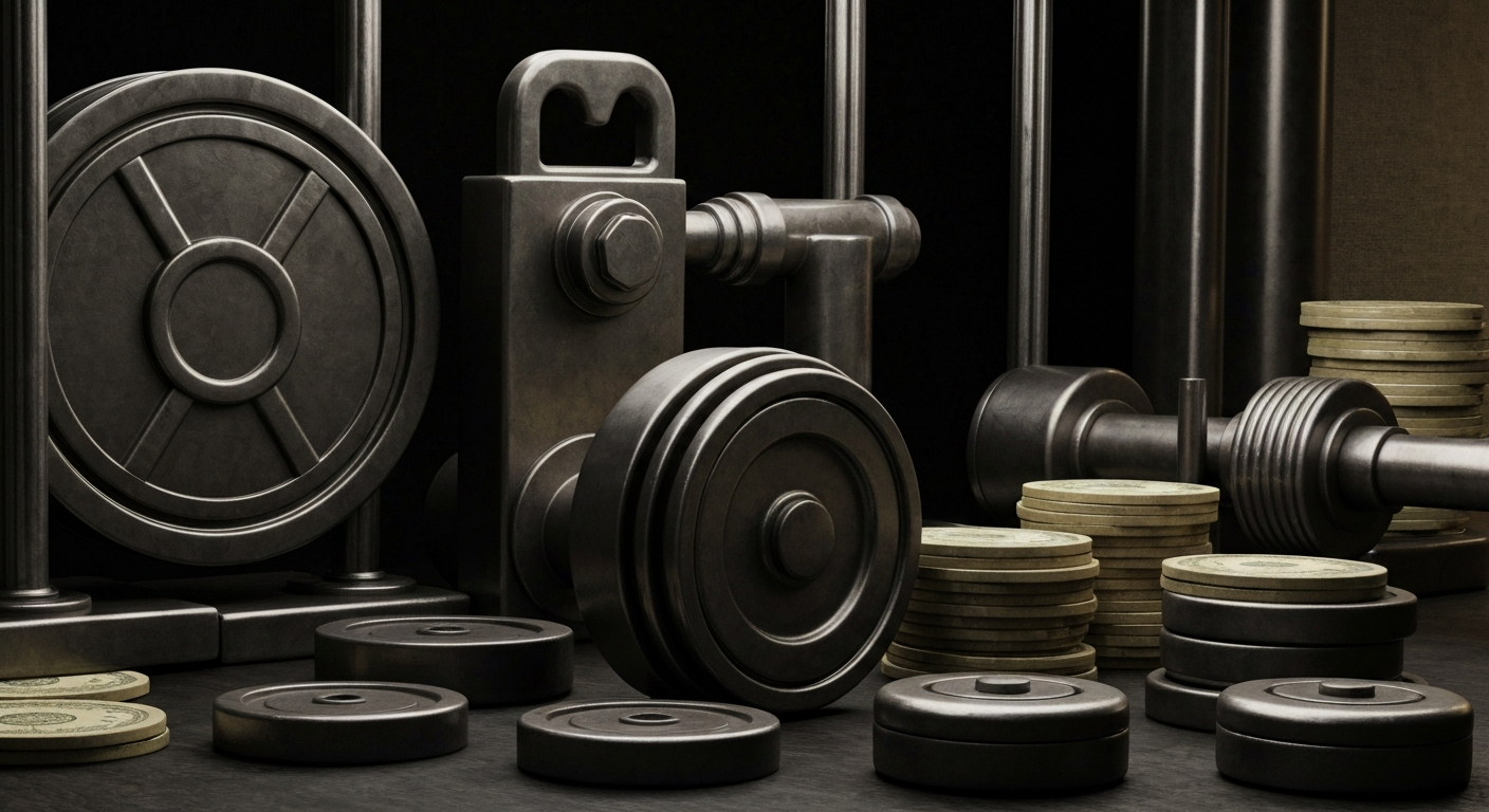 An extreme close-up of various gears, levers, and mechanical components in a banking or financial institution, conveying the idea of the intricate workings of the financial system.