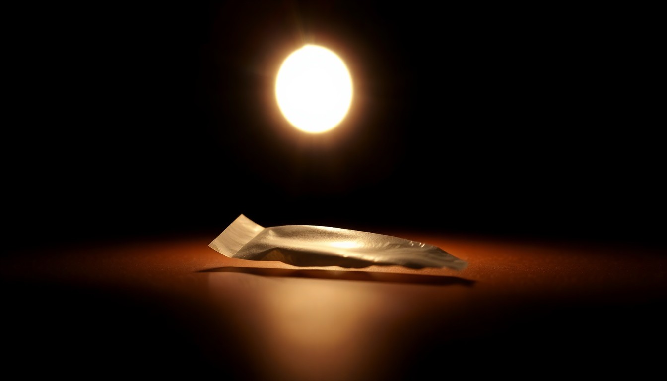 An extreme close-up of a single, unidentifiable piece of physical evidence related to the investigation, captured in stark, gritty detail with harsh lighting to convey the gravity of the situation.