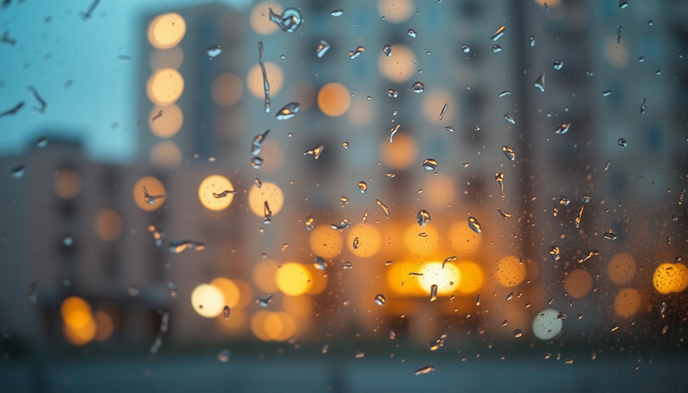 An abstract, impressionistic scene of soft, blurred lights and colors, conveying the concept of affordable housing units sitting empty due to administrative delays.