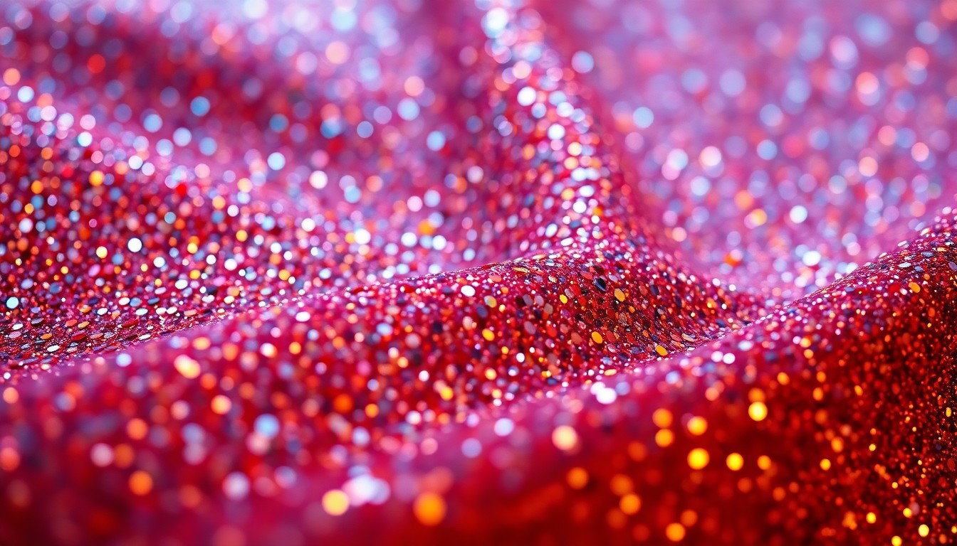 An abstract close-up image of shimmering, high-contrast Disney-themed textures, such as sequins or plush velvet, captured with dramatic studio lighting to evoke a sense of luxury and magic.