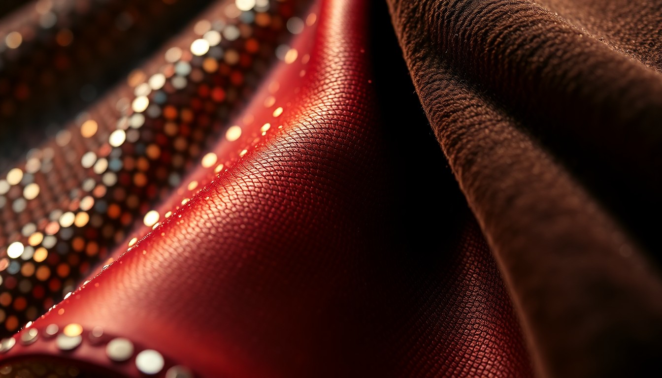 An extreme close-up of a weathered leather texture, reflecting a faint spotlight and conceptually representing the gritty, high-stakes world of country music and the pursuit of artistic dreams.