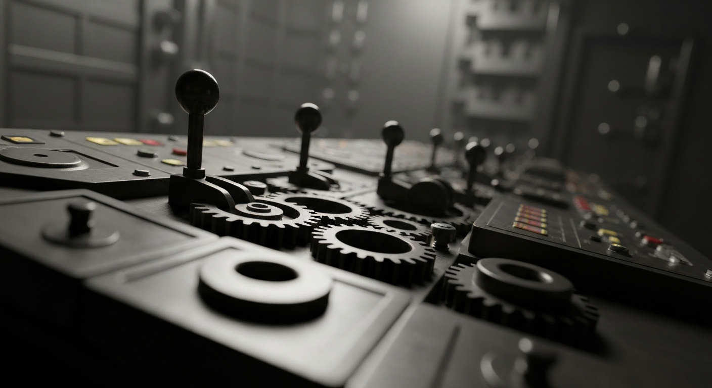 An extreme close-up of intricate, metallic banking equipment and machinery, conveying the robust financial infrastructure supporting Gilead Sciences' biopharmaceutical operations.