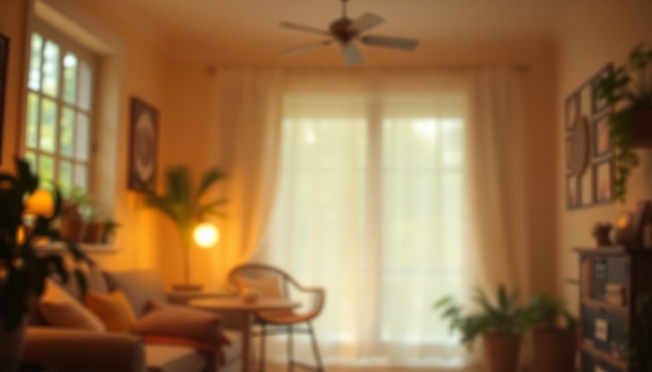 An extremely abstracted, out-of-focus photograph shot through condensation or rain-streaked glass, composed of soft pools of warm color and light, conceptually representing the cozy, inviting atmosphere of the East Norwich home.