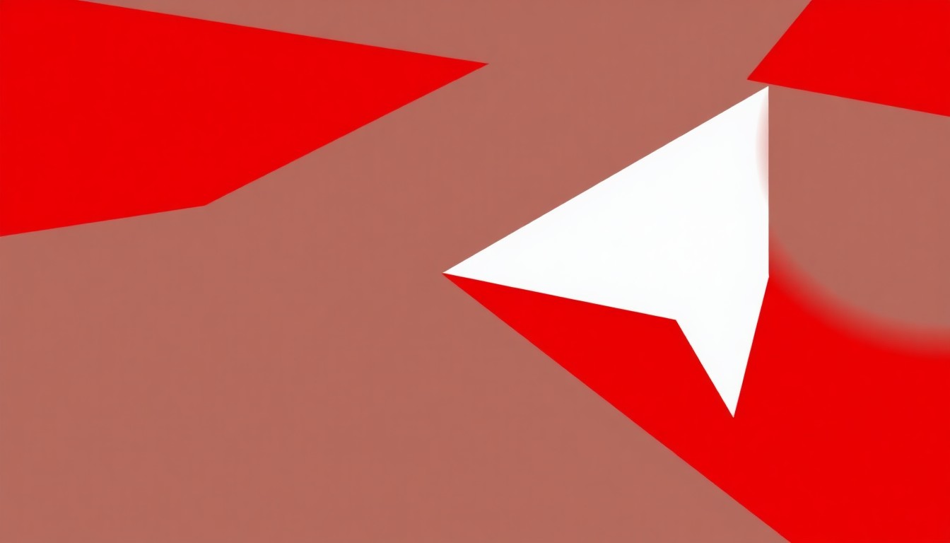 A striking abstract composition of bold, jagged shapes in red, white, and black, conceptually representing the fusion of indie rock and pop music.