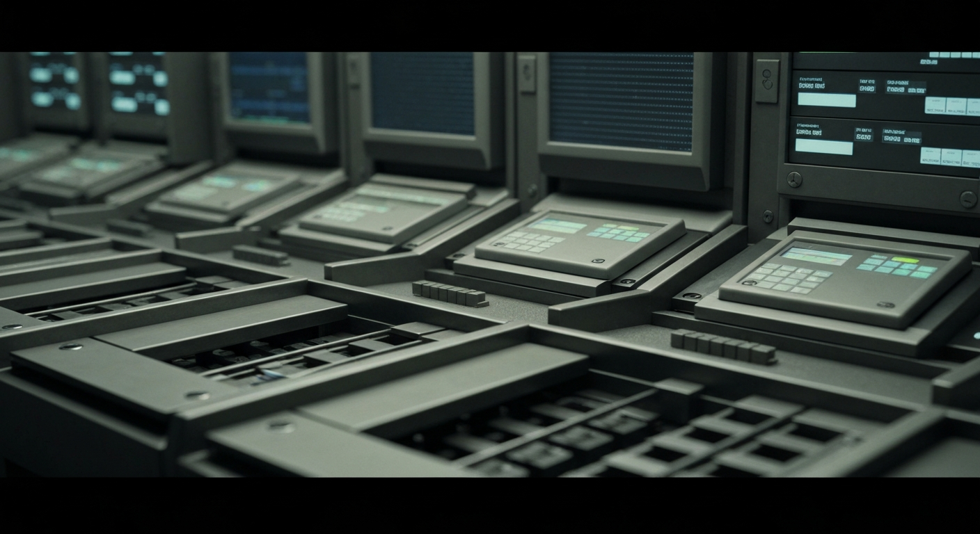 An extreme close-up of a complex array of metal gears, circuits, and computer components, conveying the industrial scale and technical sophistication of Booz Allen Hamilton's financial operations.