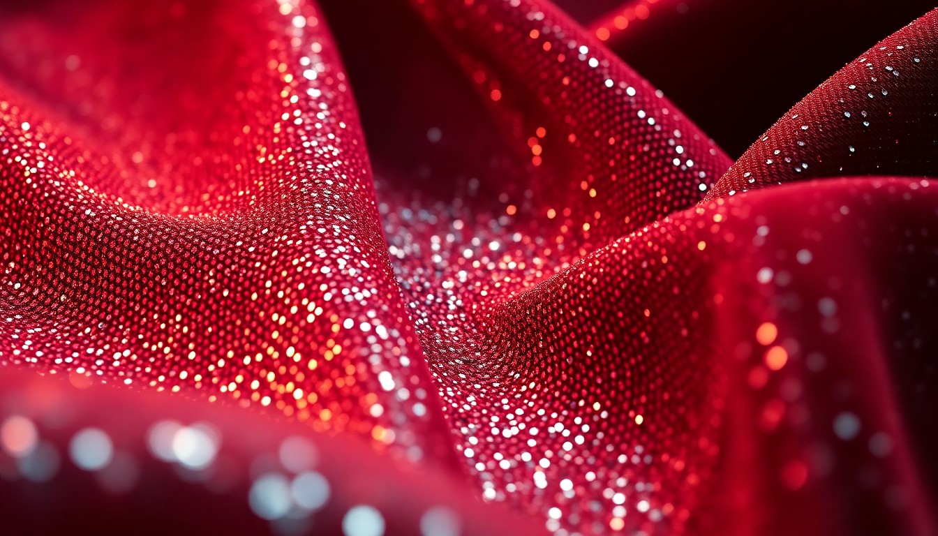 An extreme close-up of shimmering, glittering fabric textures in dramatic studio lighting, conceptually representing the glamour and visual spectacle of Mitski's television performance.