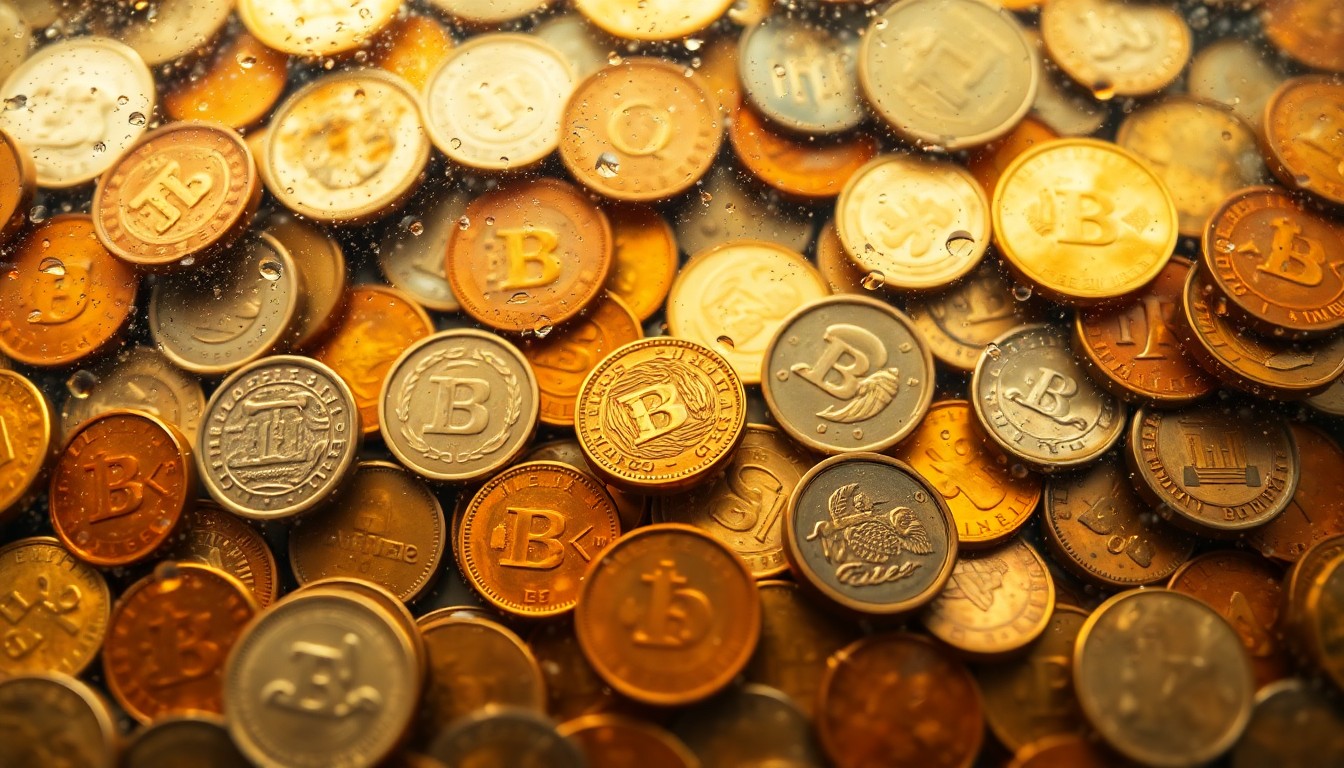 An abstract, impressionistic image of ancient coins in soft focus, with warm, earthy tones and a dreamlike, atmospheric quality.