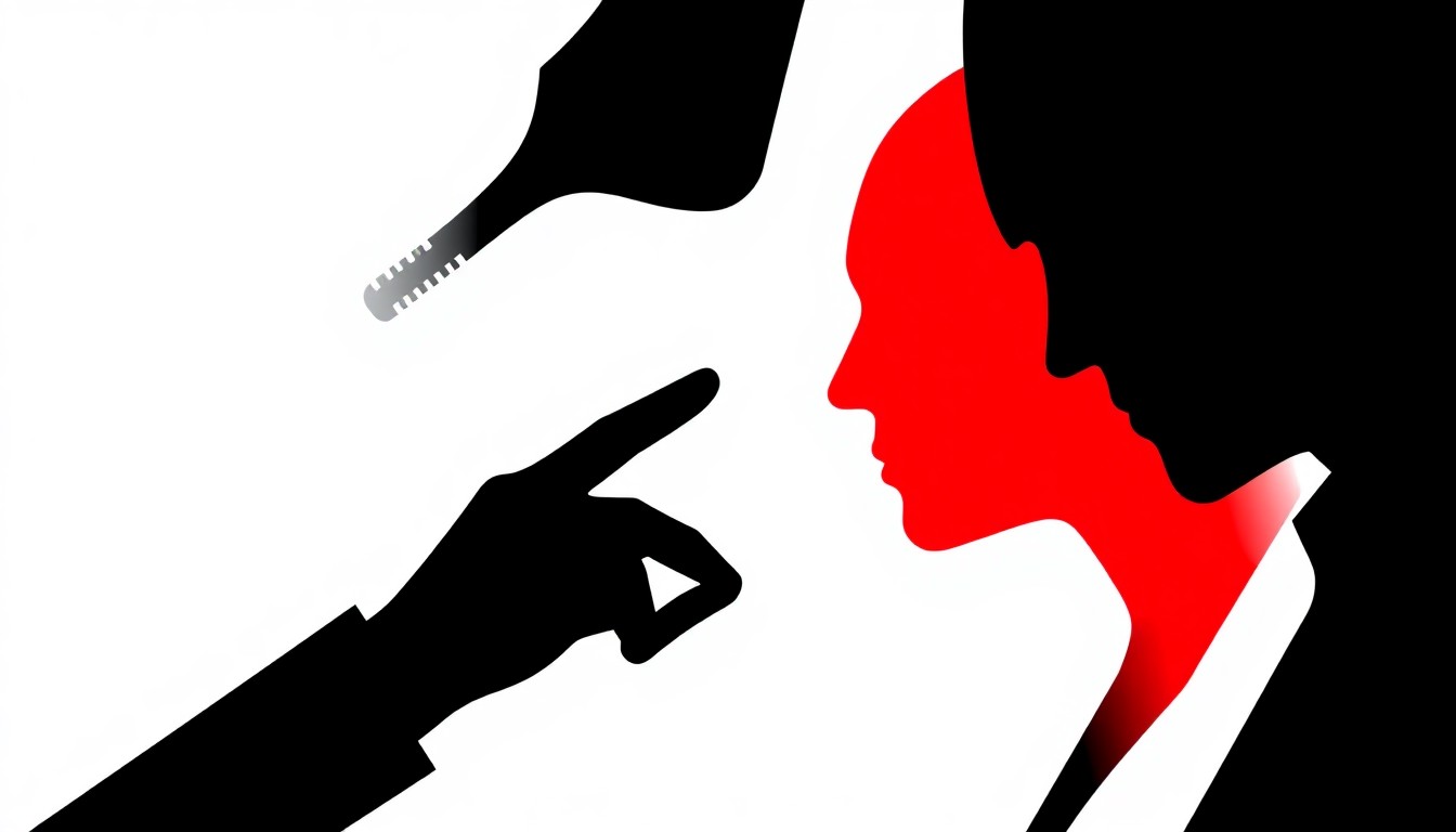 A striking abstract composition of jagged, geometric shapes in bold red and black, conceptually representing the creative partnership and collaborative nature of the 26 Keys production company.