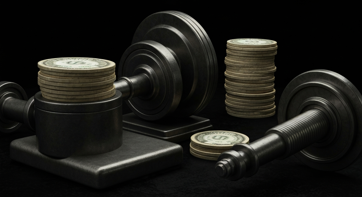 An extreme close-up of interlocking gears and levers in a heavy industrial banking mechanism, conveying the complex, physical infrastructure underlying modern finance without using any literal currency or financial symbols.