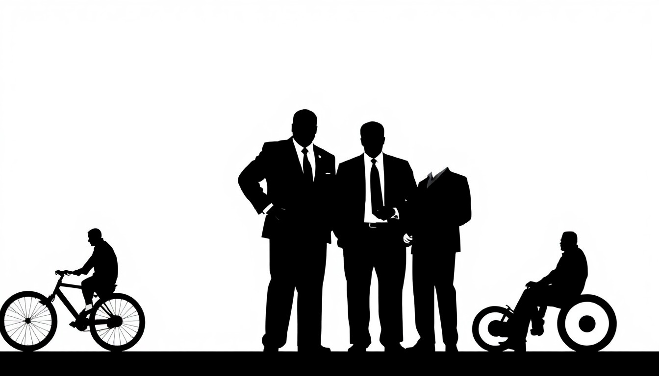 An abstract, minimalist illustration featuring bold, jagged black silhouettes of the main characters from Sanford and Son, set against a high-contrast background of vibrant colors, capturing the iconic spirit of the classic sitcom.