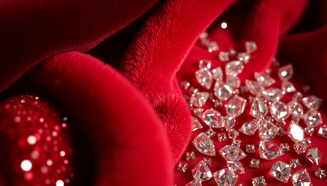 An extreme close-up of shimmering sequins, plush velvet, and sparkling crystals, capturing the glamour and elegance of a high-profile awards ceremony.