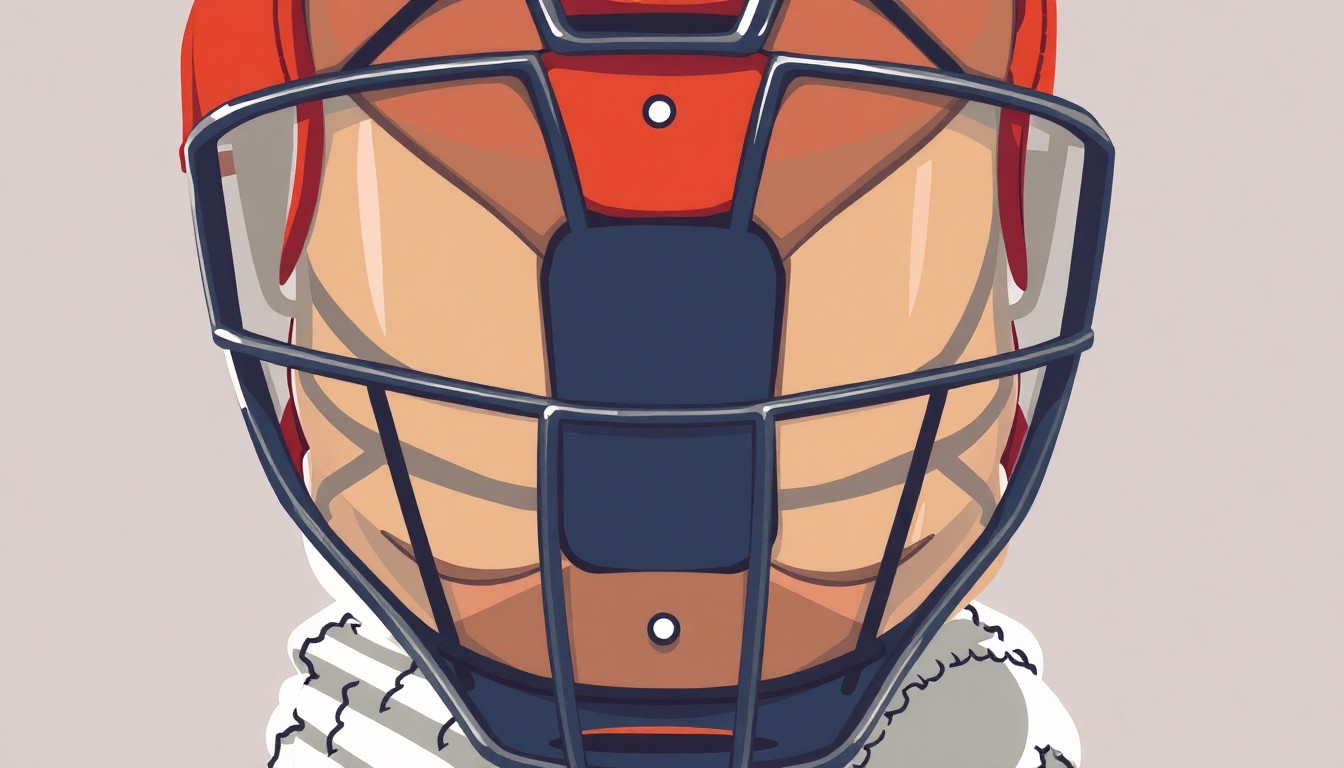 A cubist-style painting depicting the fragmented and overlapping geometric shapes of a baseball catcher's equipment and movements, conveying the physical demands of the position.