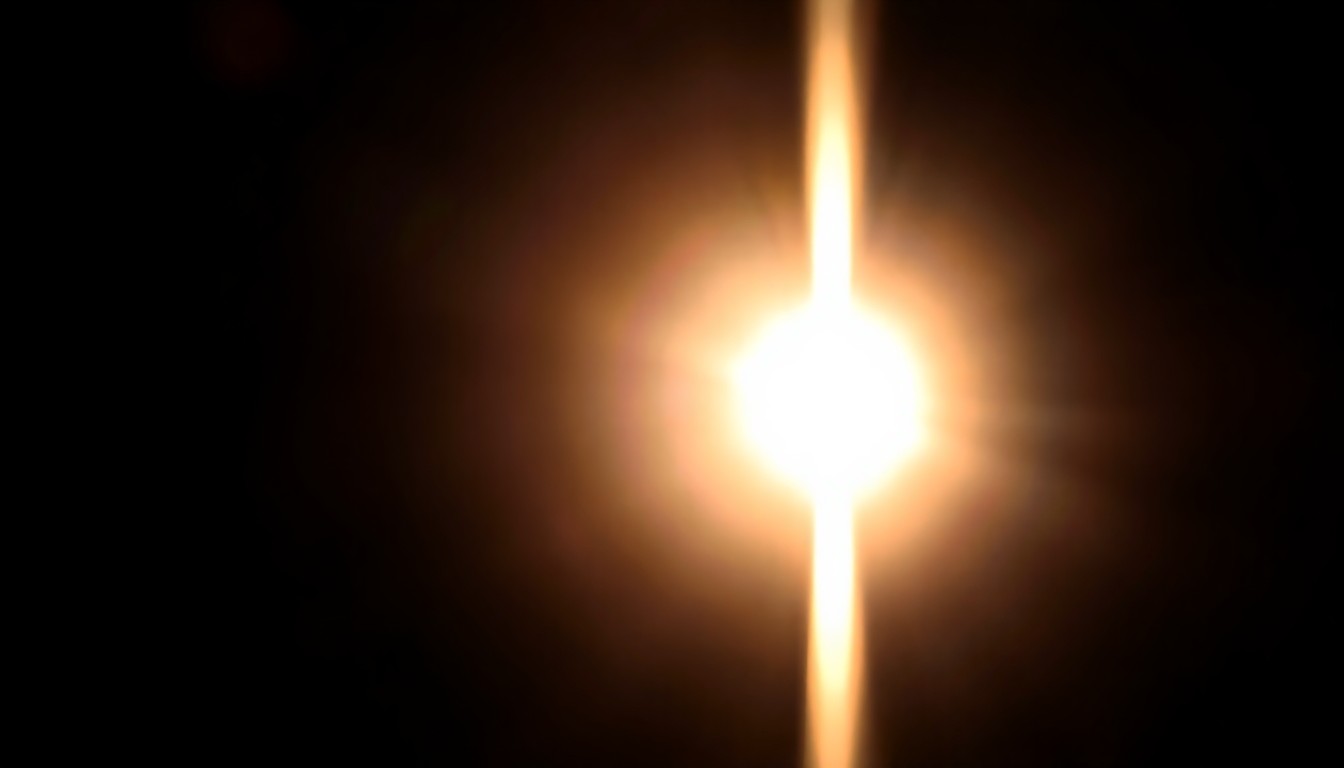 An extreme close-up of a security camera lens reflecting a bright flash of light, conceptually illustrating the heightened security measures at Towson Town Center in response to recent incidents.