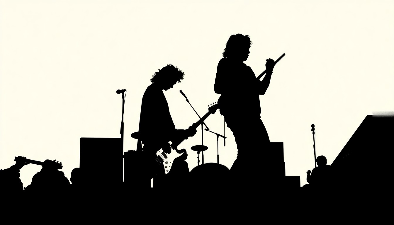 A conceptual illustration featuring bold, geometric shapes and high-contrast colors to represent the energy and intimacy of Jack White's upcoming concert at The Bomb Factory in Dallas.