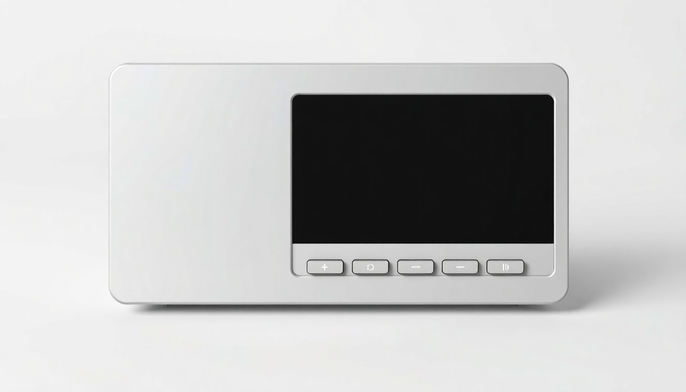 An extreme close-up of a minimalist, matte grey tax filing device with subtle metallic accents, conceptually representing the FTB's efforts to improve accessibility through technology.