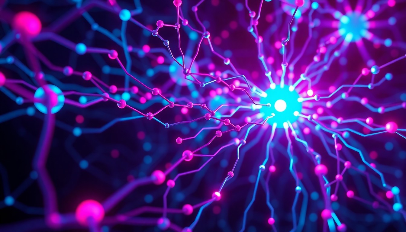 A visually striking 3D illustration depicting the intricate and luminous infrastructure of an artificial intelligence system, symbolizing the film's exploration of the future of AI technology.