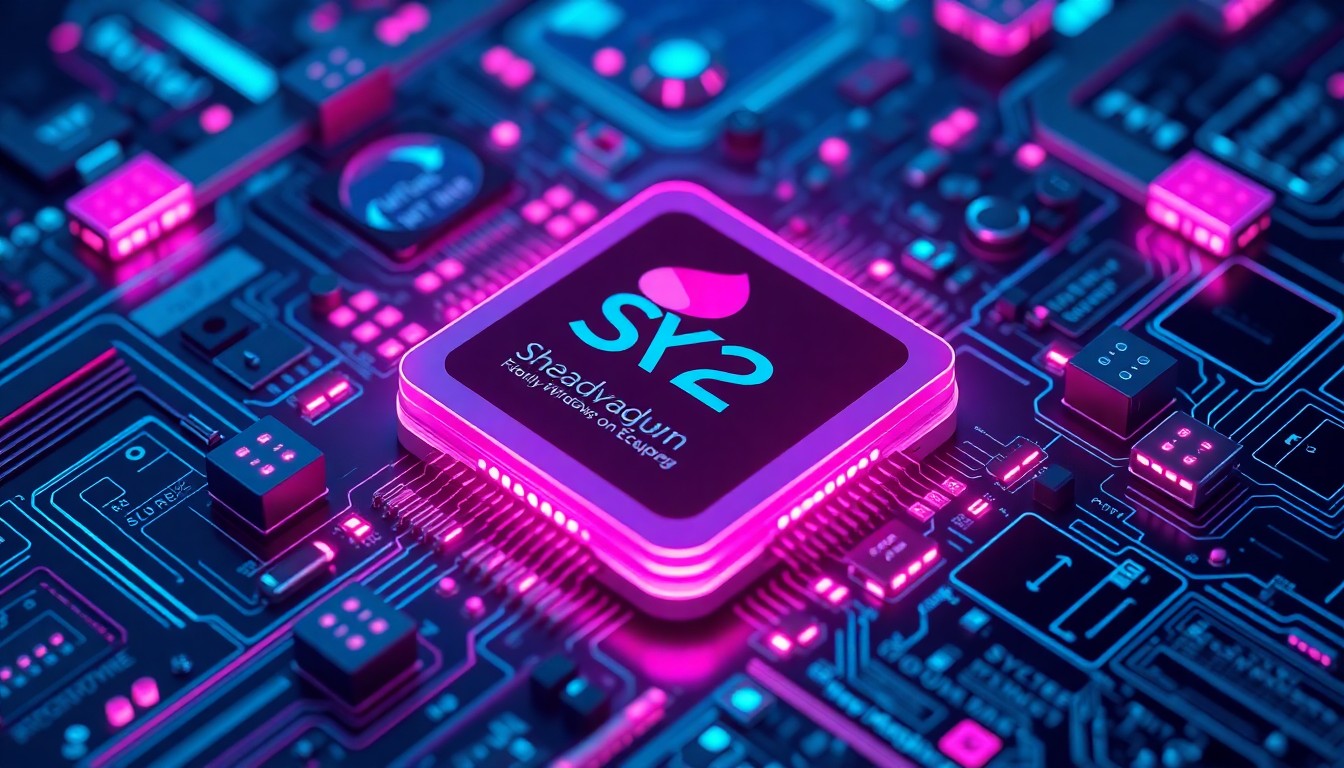 A highly detailed, glowing 3D illustration of a computer chip surrounded by luminous cybernetic elements, conceptually representing the power and potential of the Snapdragon X2 Elite and the Windows on ARM platform.