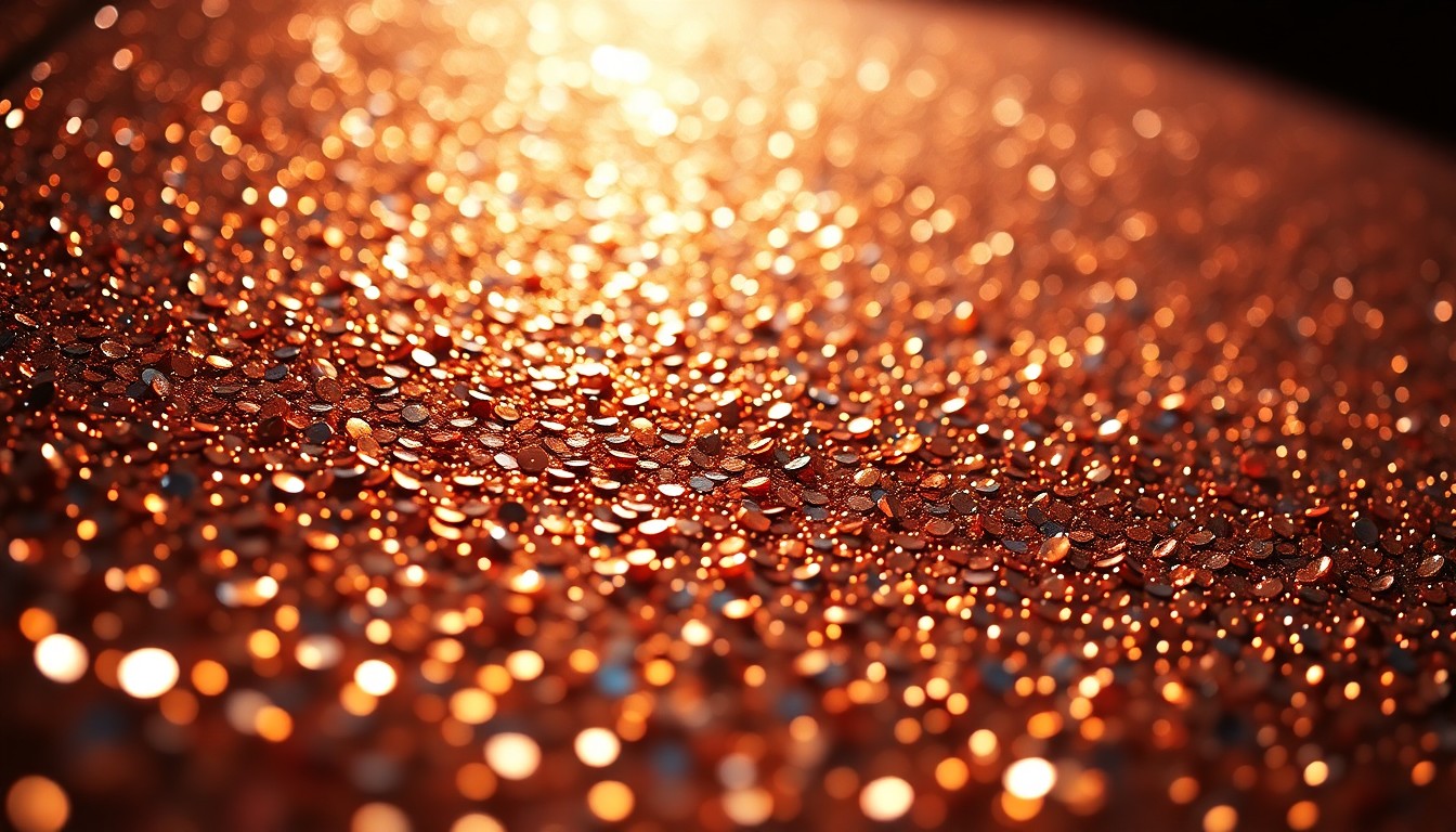 An abstract close-up image of shimmering, high-contrast textures like sequins and glittering glass, capturing the vibrant energy and glamour of the Golden Globes red carpet.
