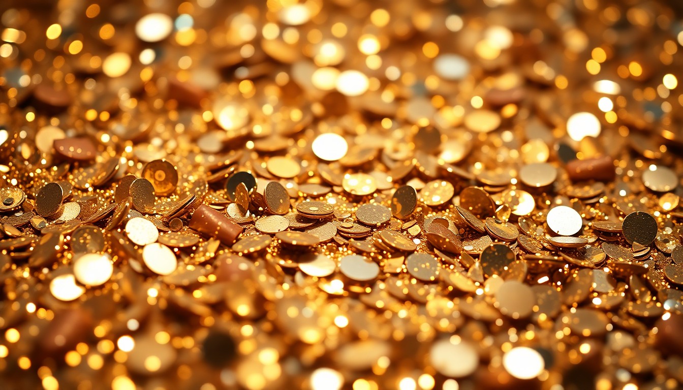 An abstract close-up photograph featuring a dazzling array of glittering sequins and shattered disco ball fragments, captured under dramatic studio lighting to evoke a sense of high-fashion glamour and celebrity culture.