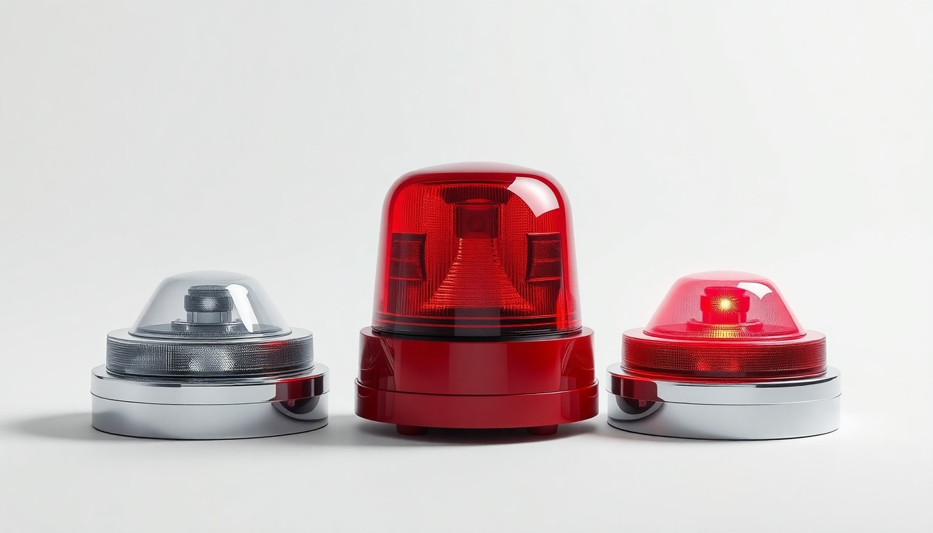 A photorealistic studio still-life photograph featuring a gleaming new ambulance siren and emergency lights arranged elegantly on a clean, white background, symbolizing the importance of emergency services and public safety.