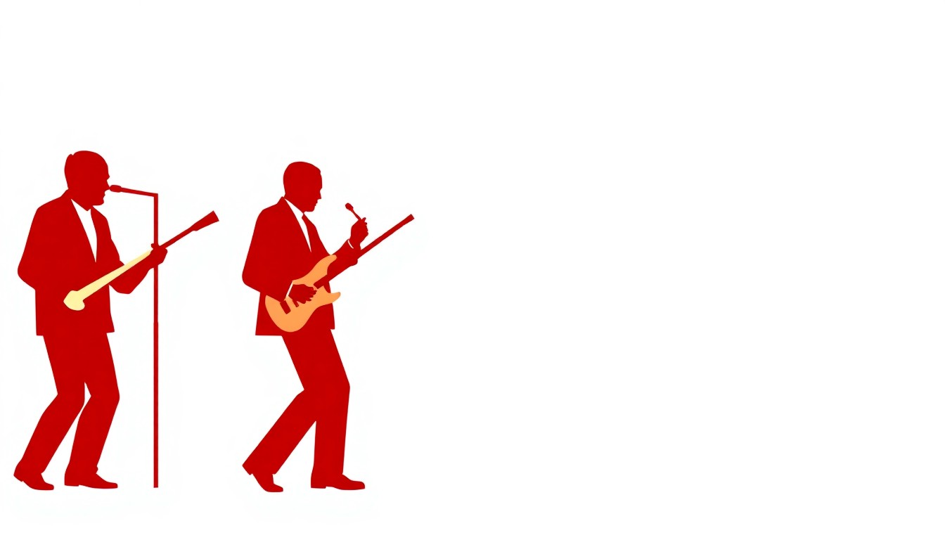 A minimalist, abstract composition featuring bold, jagged shapes in contrasting red and white tones, conceptually representing the jazz influences that defined Steely Dan's music.