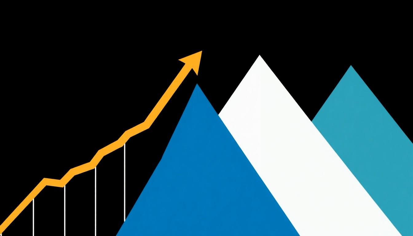 An abstract geometric illustration composed of intersecting triangles and rectangles in shades of blue, red, and yellow, conceptually representing the complex economic challenges facing global financial institutions due to the Middle East war.