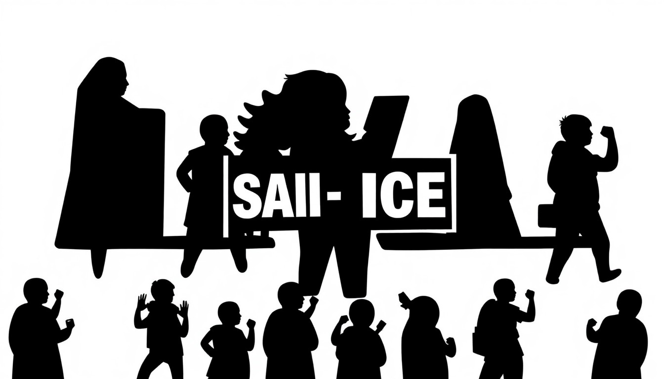 An abstract, minimalist illustration featuring sharp, angular shapes in black and white, conveying a sense of tension and controversy without depicting any specific individuals or events.