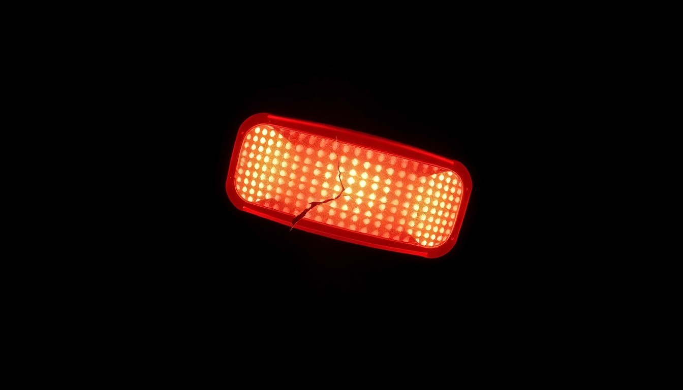 An extreme close-up photograph of a damaged bicycle reflector against a pitch-black background, lit by a harsh, direct camera flash, conceptually representing the aftermath of a hit-and-run crash involving a cyclist.