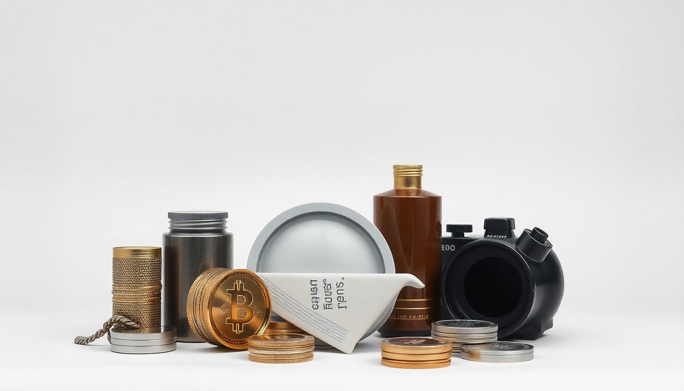 A minimalist, photorealistic studio still life featuring a carefully arranged composition of premium, polished objects on a clean, monochromatic background, conceptually representing the abstract financial analysis of Longevity Health and Spyglass Pharma.