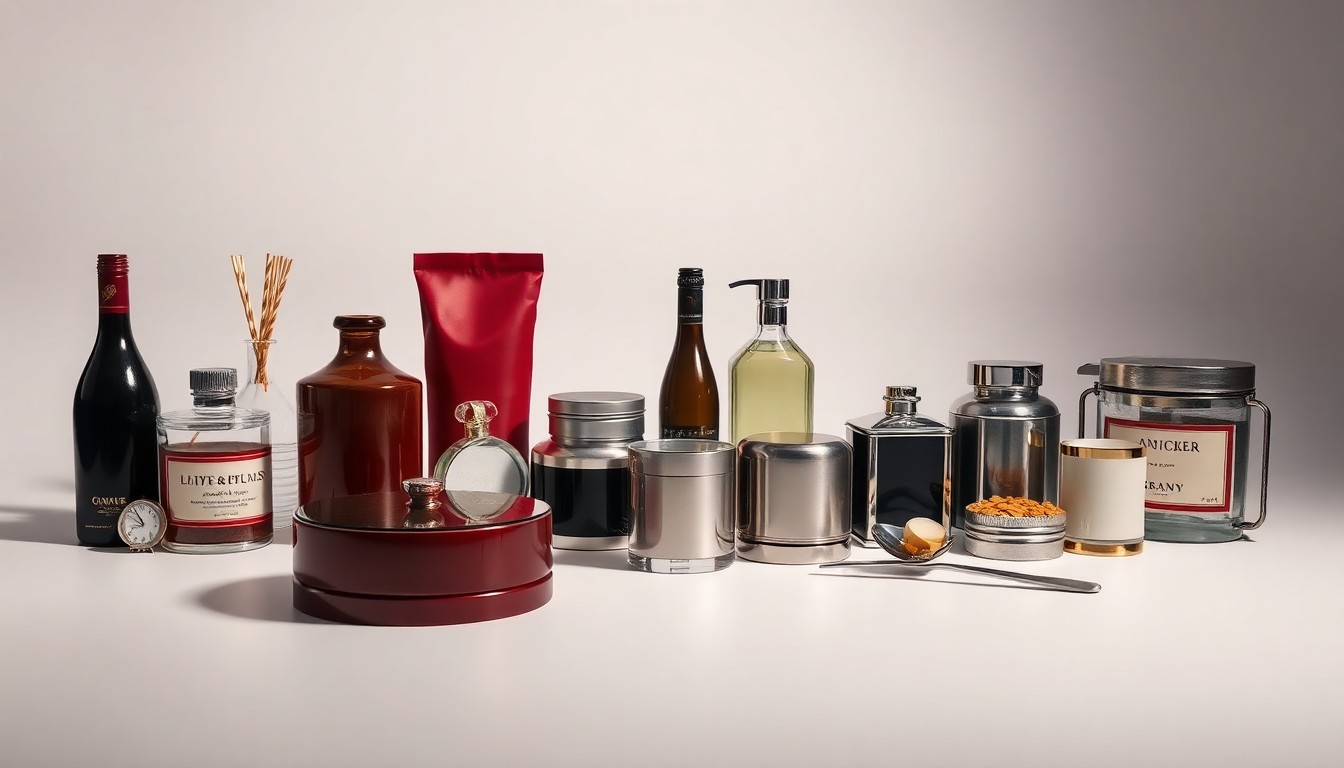 A high-end, photorealistic studio still-life photograph featuring a collection of premium, polished objects such as a coffee mug, sushi plate, and closed sign, arranged elegantly on a clean, monochromatic background to conceptually represent the diverse range of businesses opening and closing in the region.