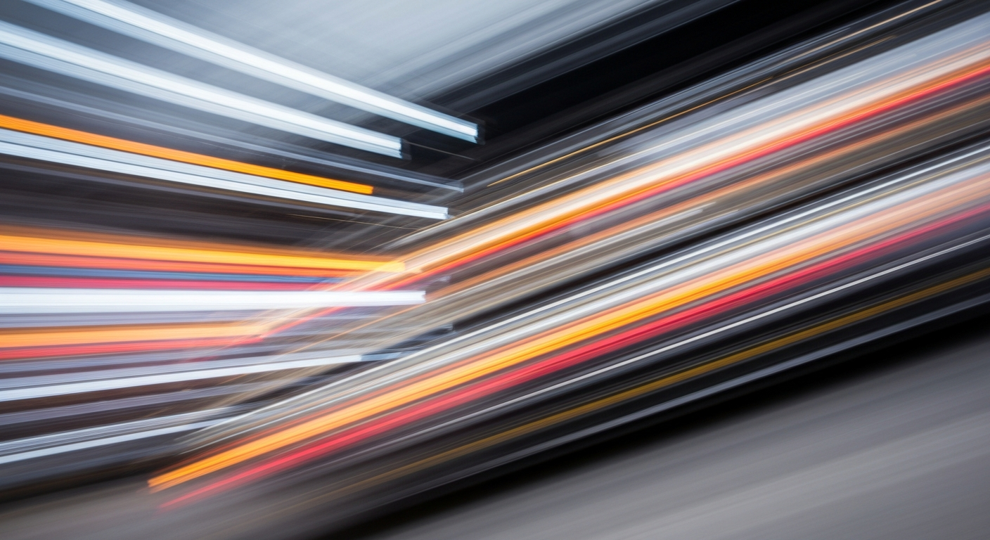 Apstraktna, šarena slika vozila u pokretu, s zamućenim linijama i oblicima koji odaju osjećaj brzine i energije u uvjetima rastućih cijena goriva.