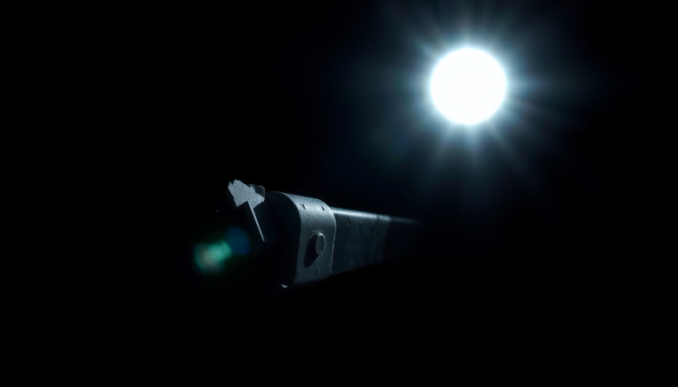 An extreme close-up photograph of a damaged trailer hitch, capturing the stark, gritty details of the crash site through dramatic lighting and a stark, investigative aesthetic.