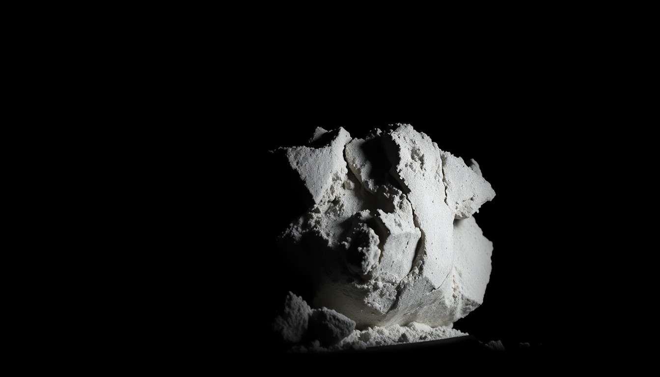 An extreme close-up of a crumpled, twisted piece of concrete debris from the parking garage collapse, capturing the stark, gritty, and investigative nature of the incident.