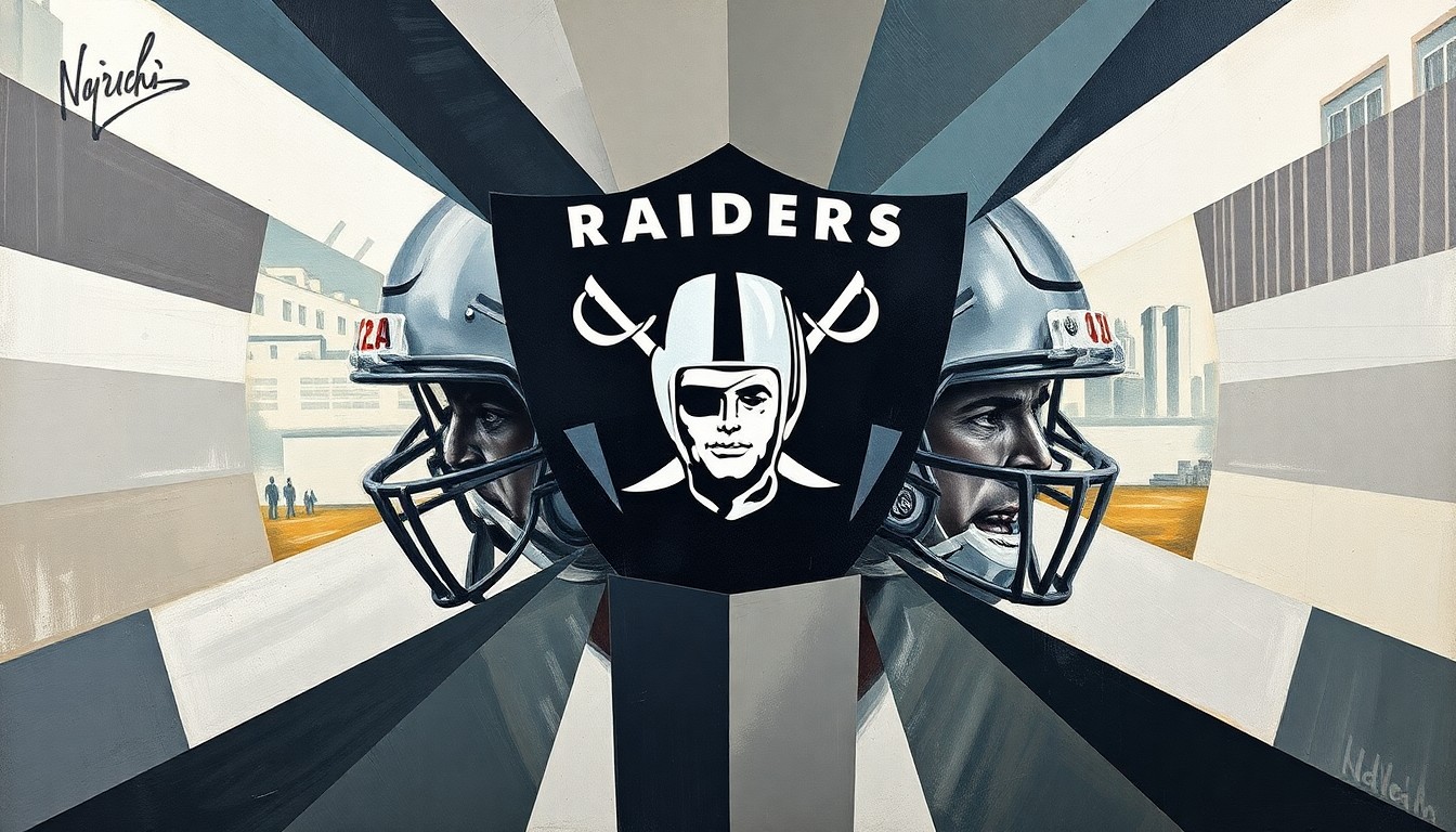 A cubist, geometric painting depicting the overlapping and fragmented perspectives of a quarterback competition, conveying the complex dynamics at play.