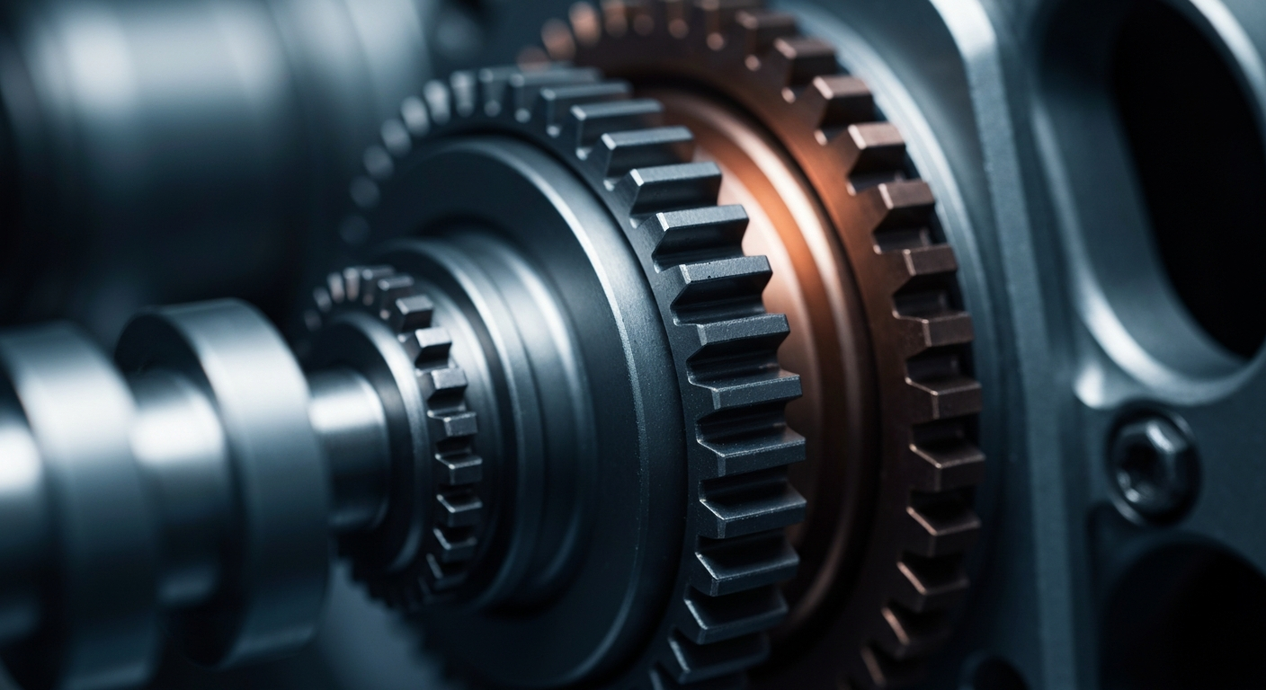 A highly detailed, black-and-white close-up image of the intricate gears and mechanisms that make up the financial infrastructure, conveying a sense of the hidden complexity and power behind the markets.