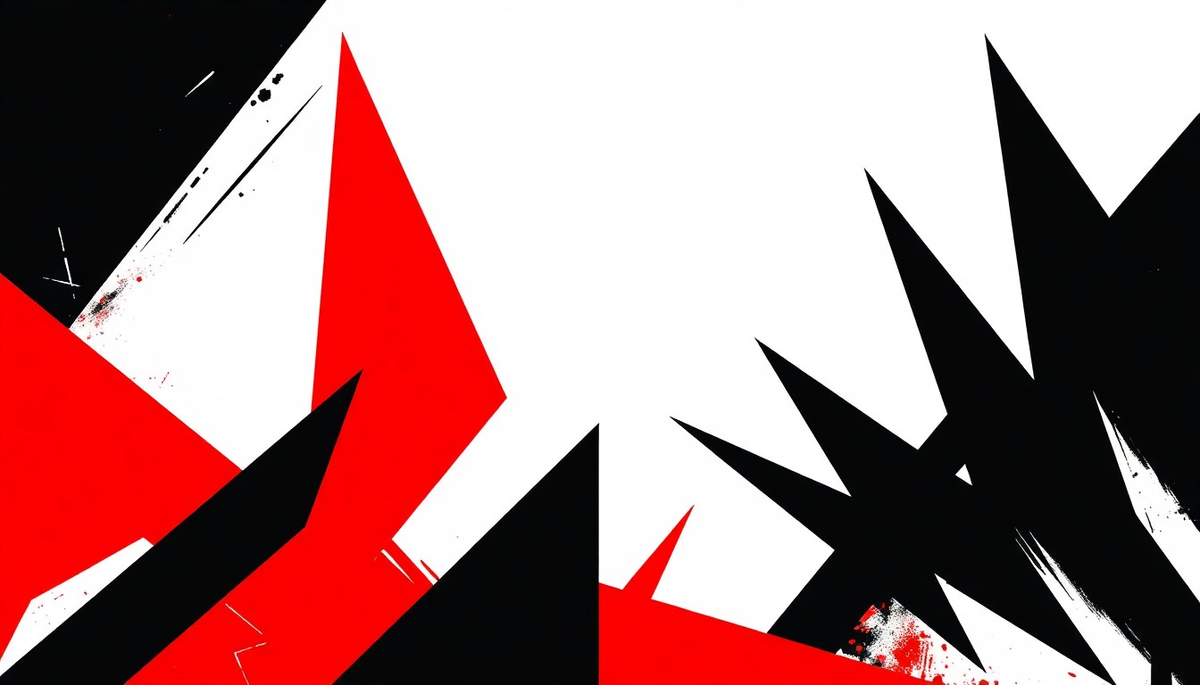 An abstract illustration featuring bold, angular black shapes against a bright red background, conceptually representing the idea of a home renovation TV show making a comeback.