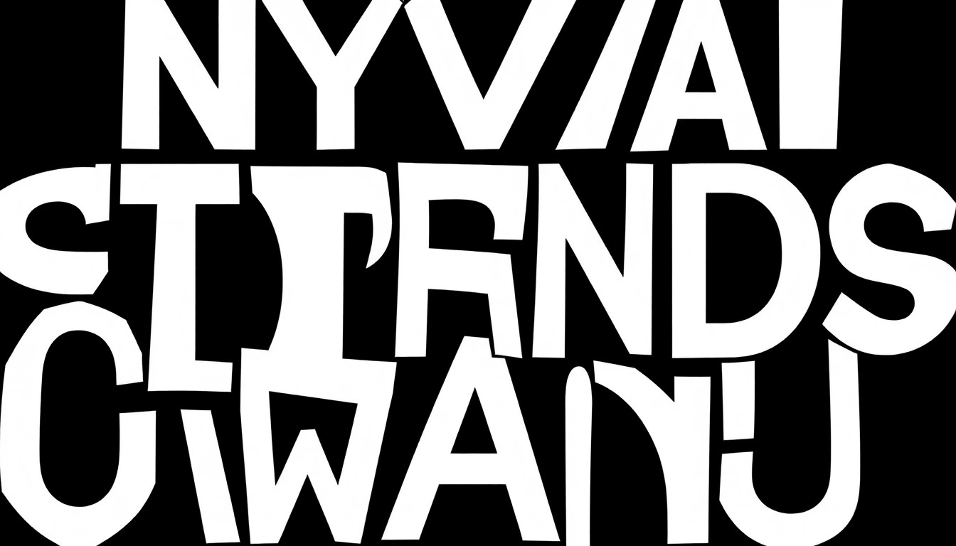An abstract composition of sharp, angular black shapes against a bright blue background, conceptually representing the minimalist visual style and letter-based gameplay of the NYT Strands word puzzle.