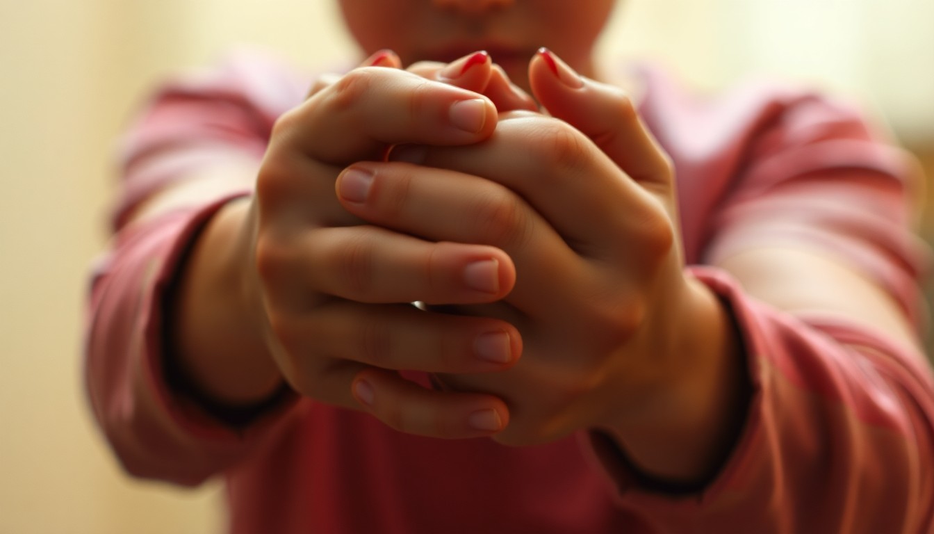 A softly blurred, abstract photograph in warm tones depicting a person's hands clasped tightly together, conveying a sense of emotional turmoil and the trauma of coercion.