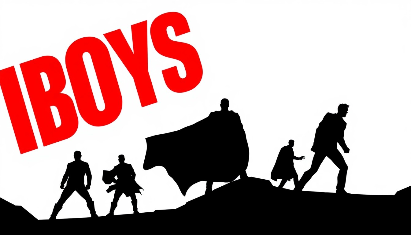 A striking, abstract composition of bold, jagged shapes and silhouettes in high-contrast red and white, conceptually representing the climactic conclusion of the superhero series 'The Boys'.