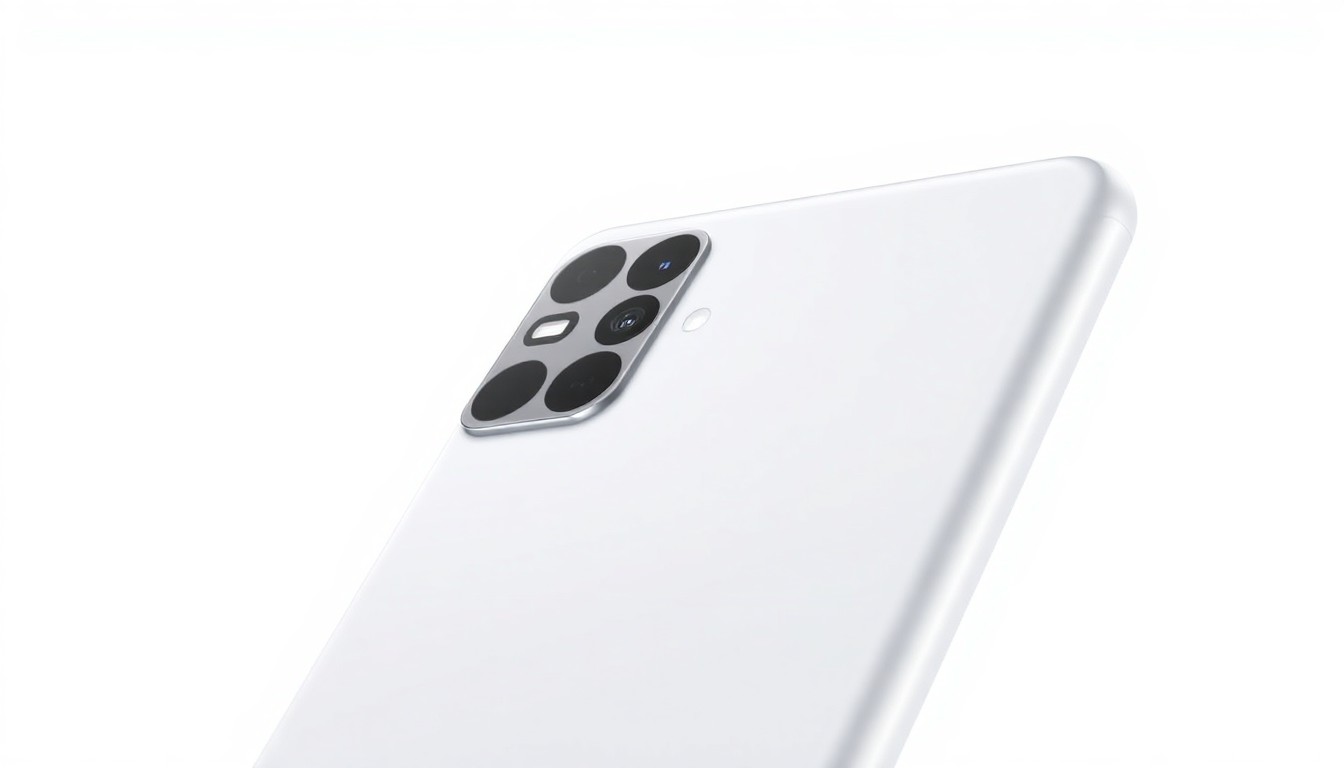 An extreme close-up of the Samsung Galaxy S26 Ultra smartphone, featuring a sleek, minimalist design with a flush-mounted S Pen stylus and a single-island camera array, all in a pristine white color against a plain white background.