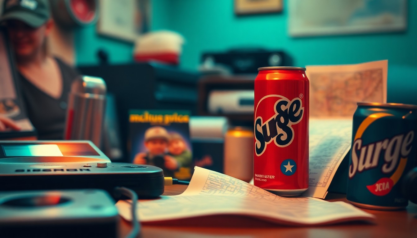 An abstract, out-of-focus photograph composed of soft, blurred shapes and pools of warm color, representing nostalgic 90s lifestyle objects and experiences.