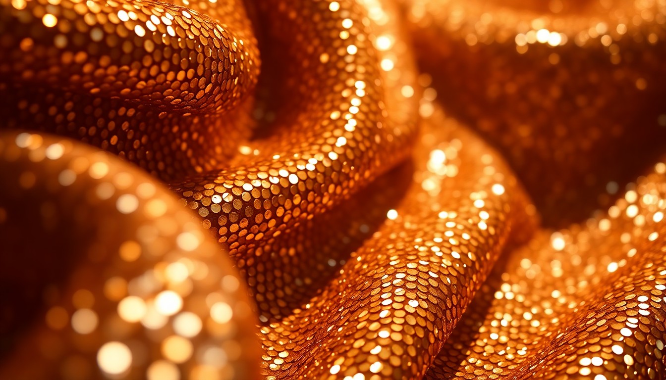 An extreme close-up of luxurious, glittering fabric textures in dramatic, high-contrast lighting, conceptually representing the glamour and complexity of celebrity parenting.