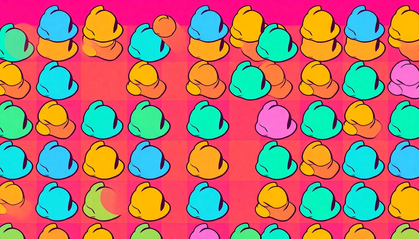 A visually striking, abstract grid of brightly colored ice cream scoops in neon shades of pink, blue, and yellow, conceptually representing the playful and innovative spirit of The Zoo Scoop's grand opening.