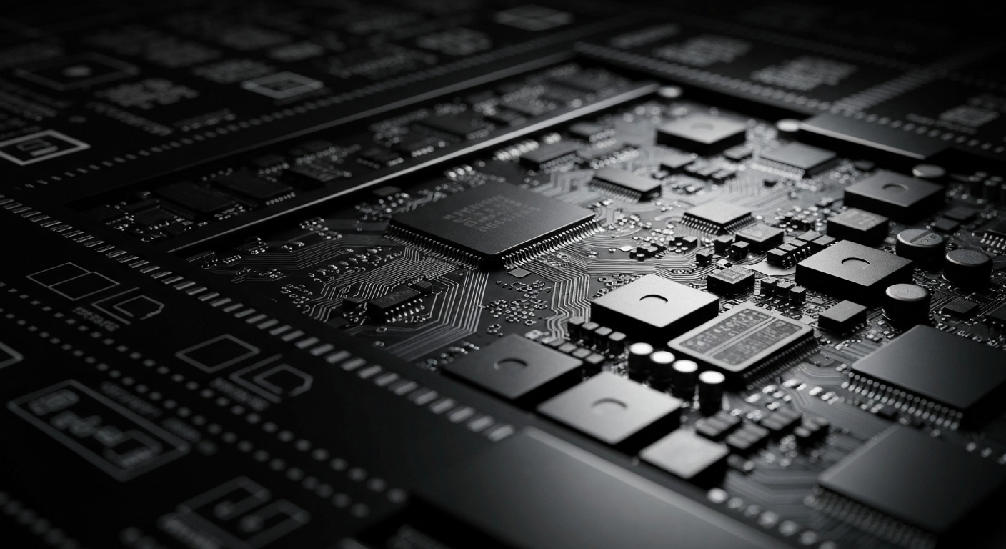 An extreme close-up of the complex circuitry and components of a cryptocurrency trading platform, conveying a sense of the secure, industrial-scale technology powering digital asset transactions.