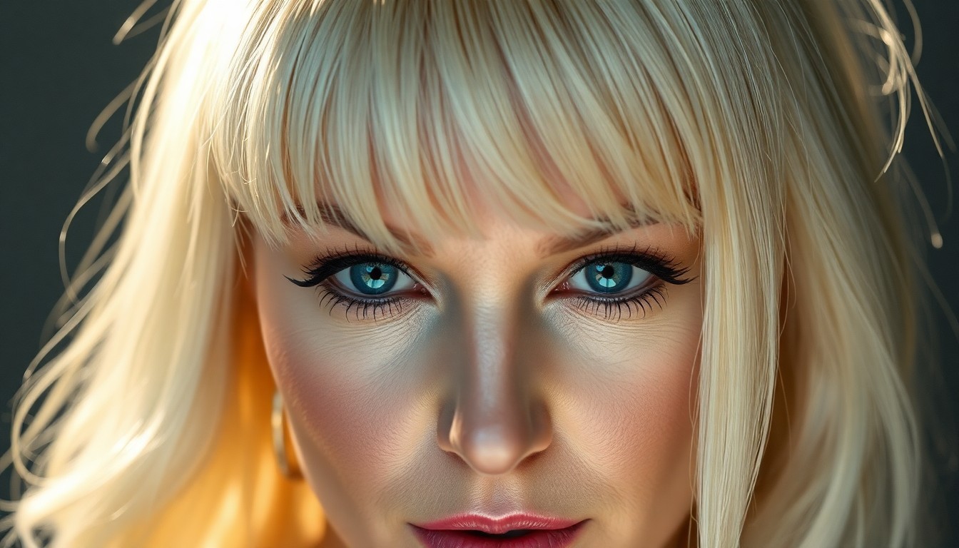 An extreme close-up photograph of Kathy Griffin's platinum blonde hair, capturing the high-end luxury texture and dramatic lighting to conceptually represent her strategic reinvention as a public figure.