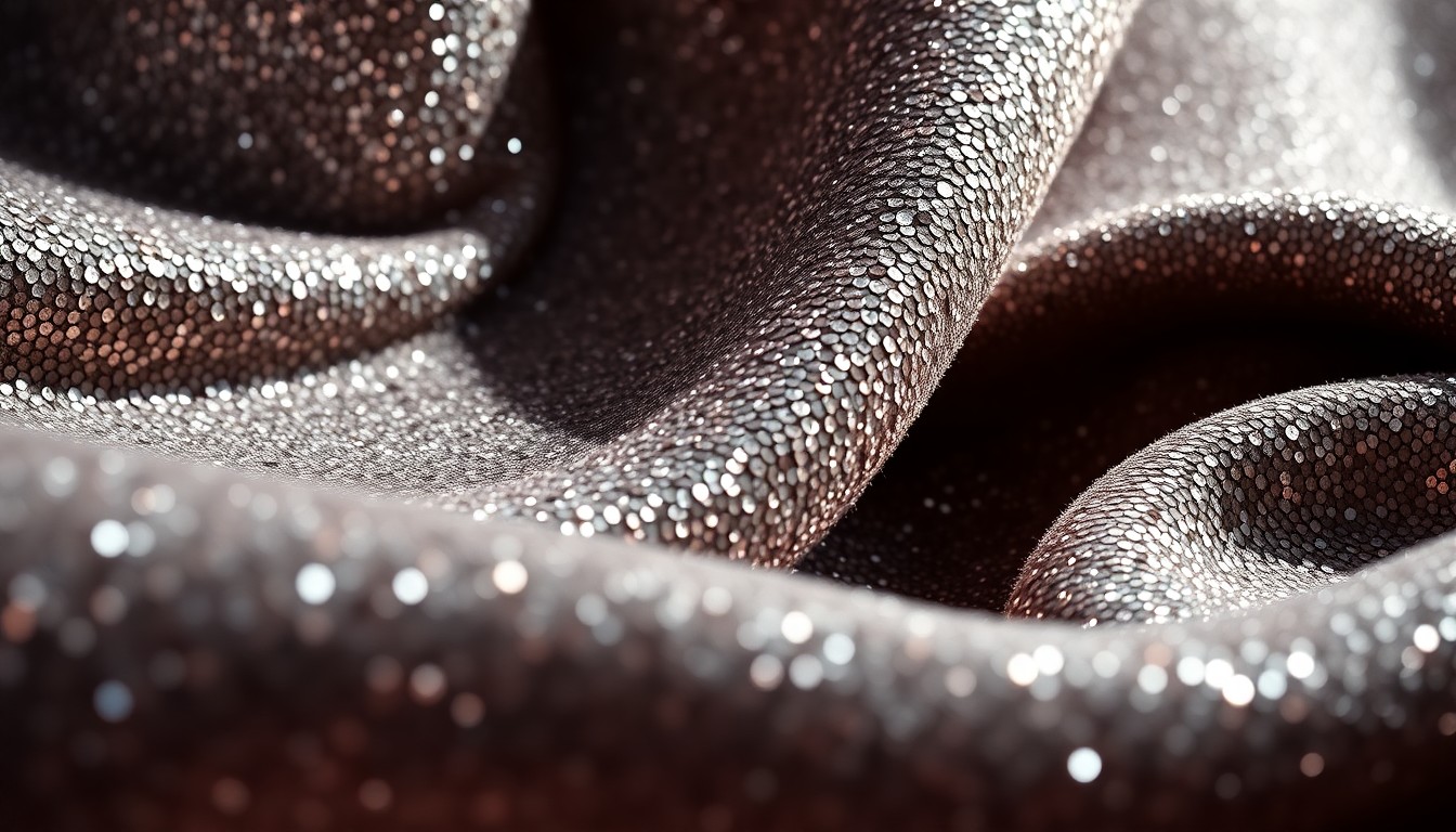 An abstract close-up photograph of glittering, high-contrast sequins, conceptually representing the glamour and uncertainty surrounding the career of a media personality.