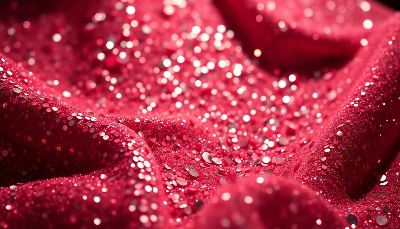 An extreme close-up of luxurious, glittering sequins reflecting dramatic studio lighting, conceptually representing the glamour and high-pressure nature of celebrity culture.