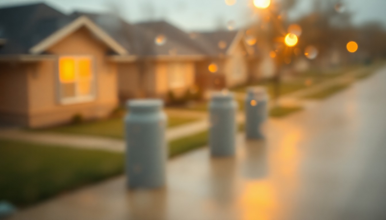 An abstract, out-of-focus photograph showing the silhouettes of several gray cylindrical objects in a blurred urban setting, conveying a sense of mystery and intrigue about their purpose.