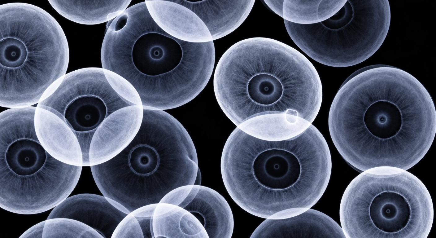 An extreme close-up X-ray image revealing the intricate internal structure of wild blueberries, with their ghostly outlines glowing against a dark background, conceptually representing the hidden health benefits of this superfood.