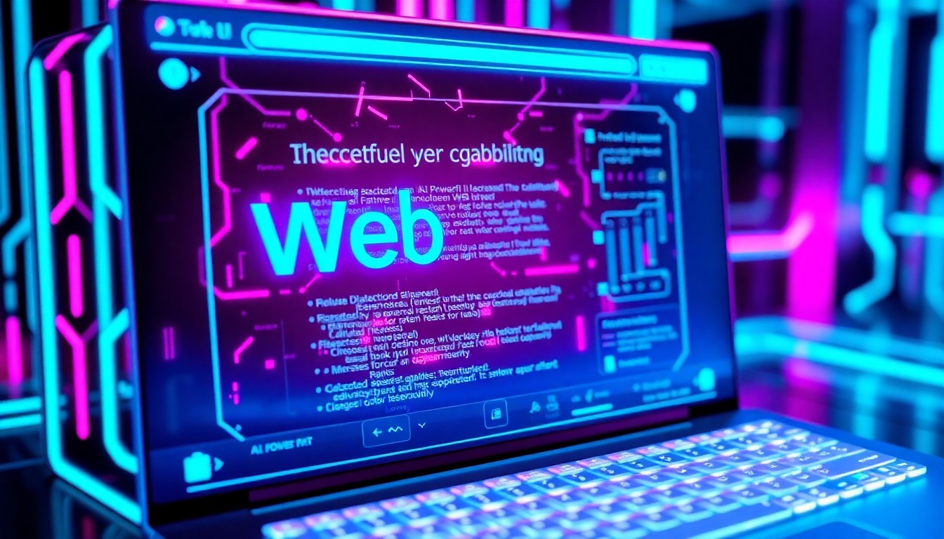 A highly detailed, glowing 3D illustration of a futuristic web browser interface with neon cyan and magenta lights, conceptually representing the powerful yet dangerous capabilities of AI-powered browsers.